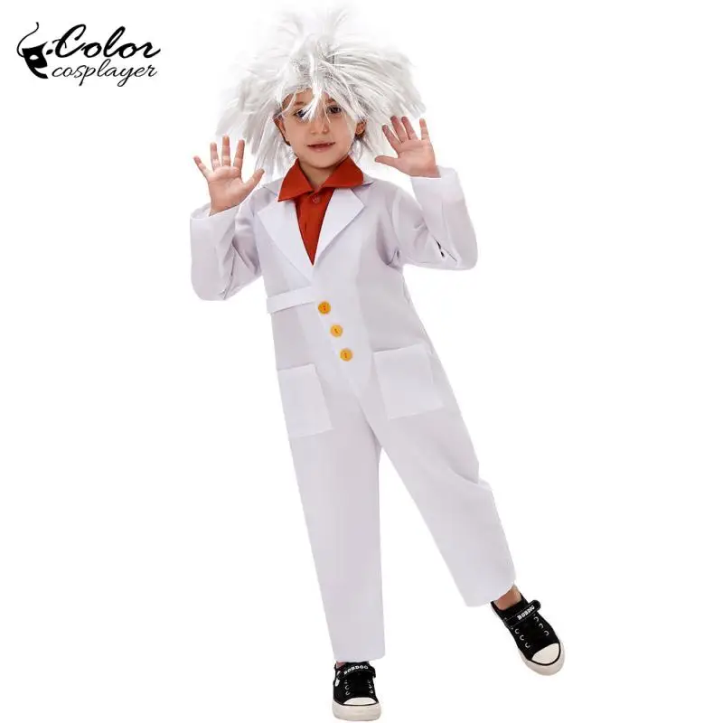

Christmas Children White Scientist Cosplay Costume Holiday Party Fashion Funny Set School Activity Stage Long Sleeve Clothes