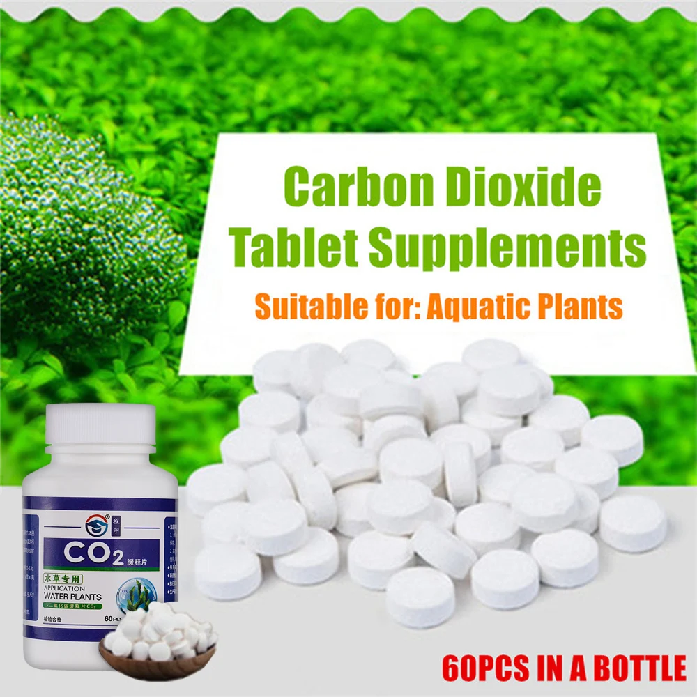 60pcs Aquarium CO2 Tablet Carbon Dioxide Supplements Water Grass Leaf Float Grass Plants Fish Tank Carbon Dioxide Slice Diffuser