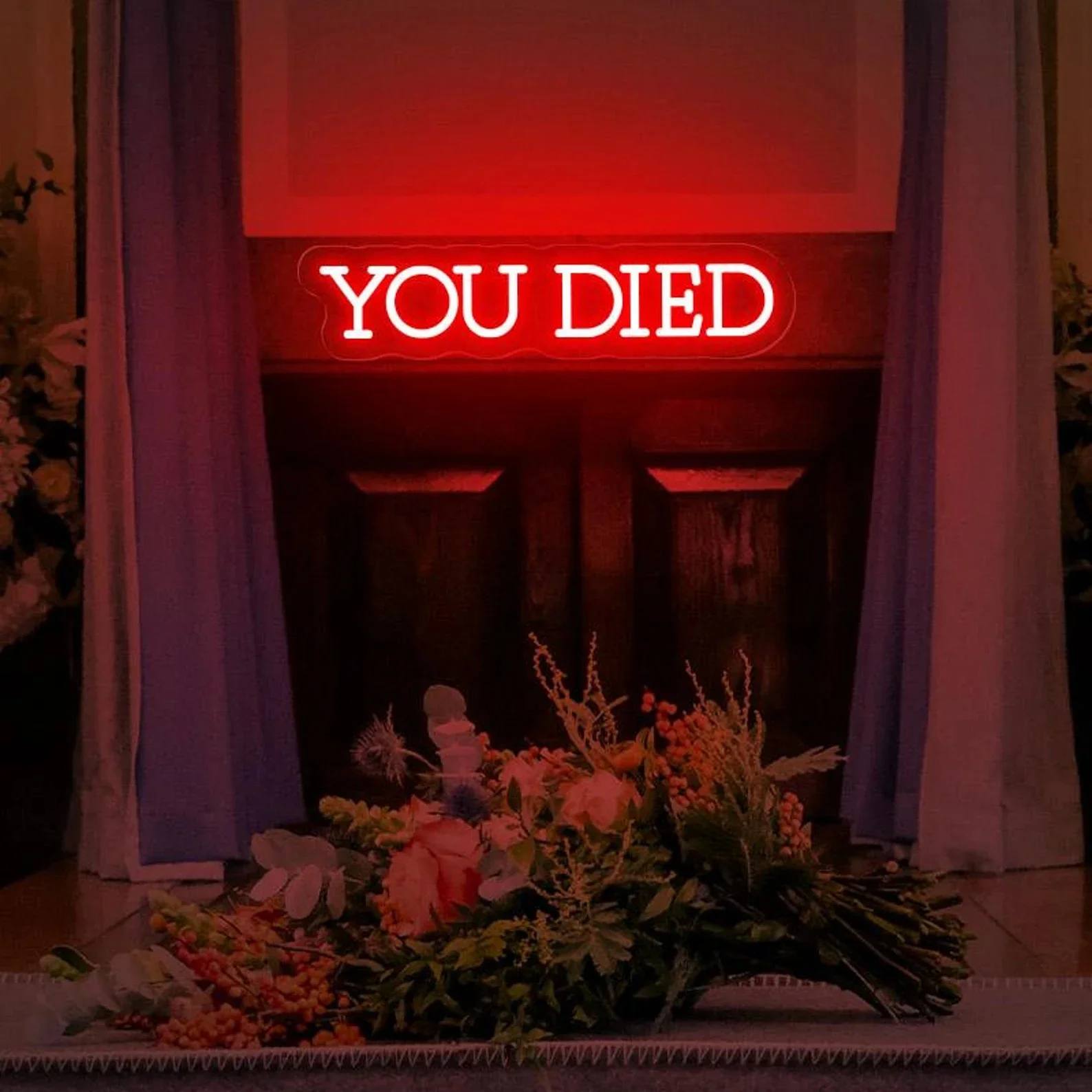 

You Died Neon Light, Dark Fantasy Decor, Gaming Wall Decor, Gift for Man, Gamer Gift Led Night Light, Video Game Neon Sign
