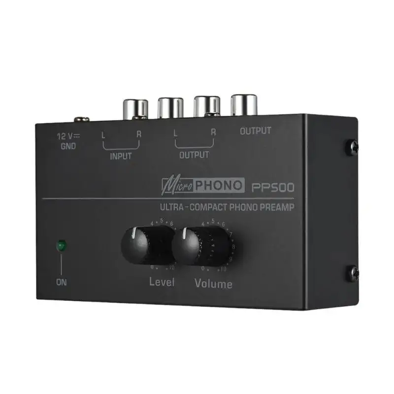 Préamplificateur Phono PP500 avec Entrée RCA, Niveau de Sortie, Commandes de Volume, 1/4 Pouces, Interfaces de Sortie TRS pour Vinyle LP Colorable