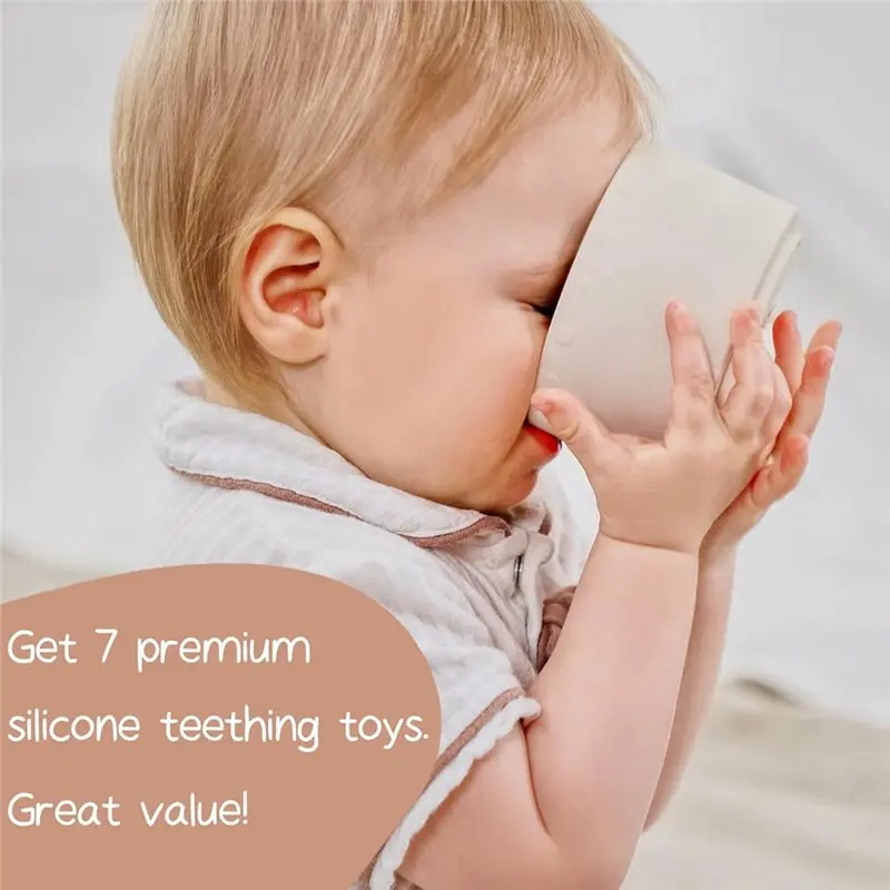 ABUM-Stacking Cups , Baby Educational Fun Silicone Soft Teething , 7 Piece Set For Ages 6+ Months