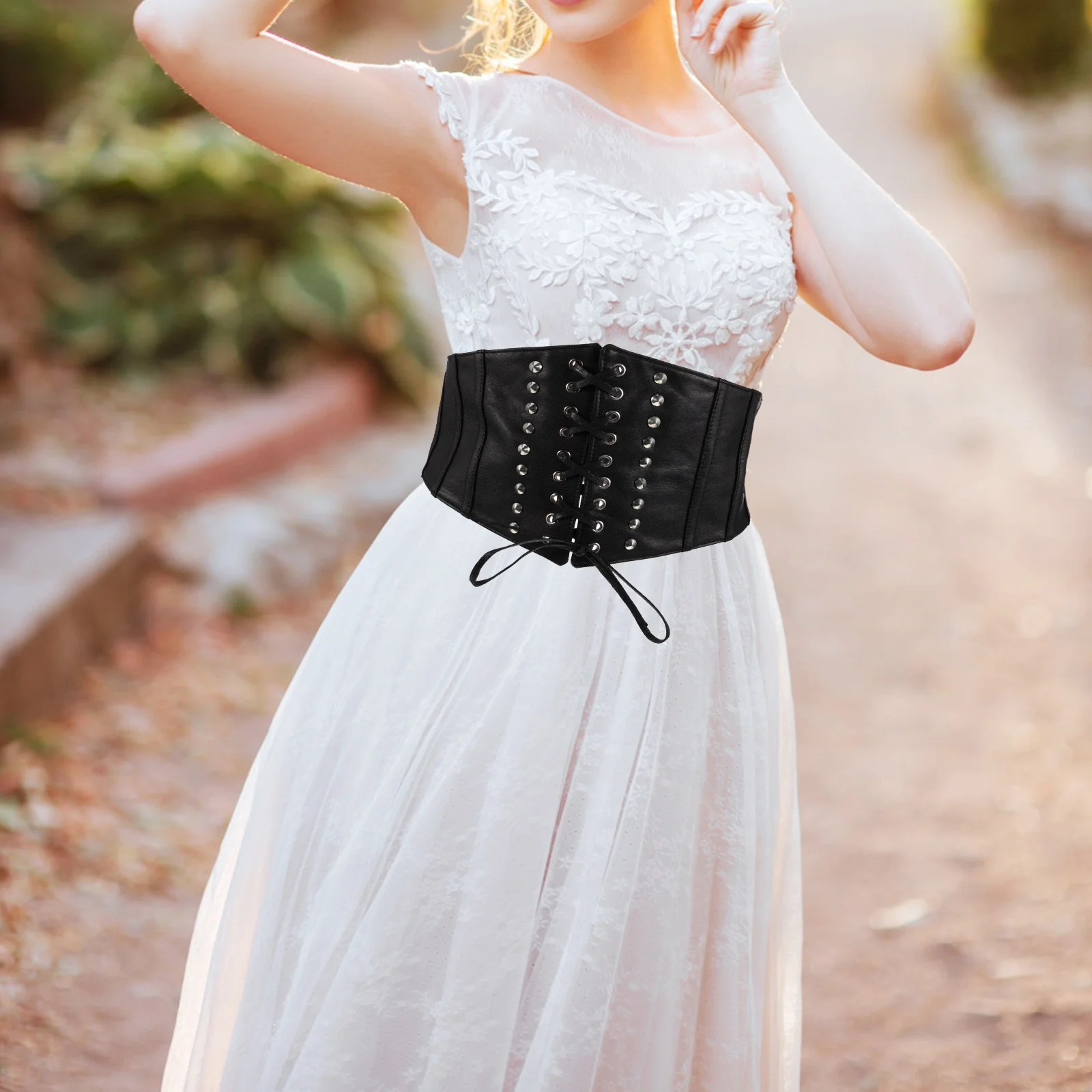 حزام خصر مرن عريض، حزام خصر صناعي ملفوف للنساء، فستان مريح، حزام خصر قابل للتمدد #1