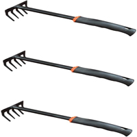 3pcs Hand Rake Garden Tool Set - Tiller, Aerator, Cultivator - Lawn Gardening Hand Tools Mini Leaf Rake, Short Hand Tool