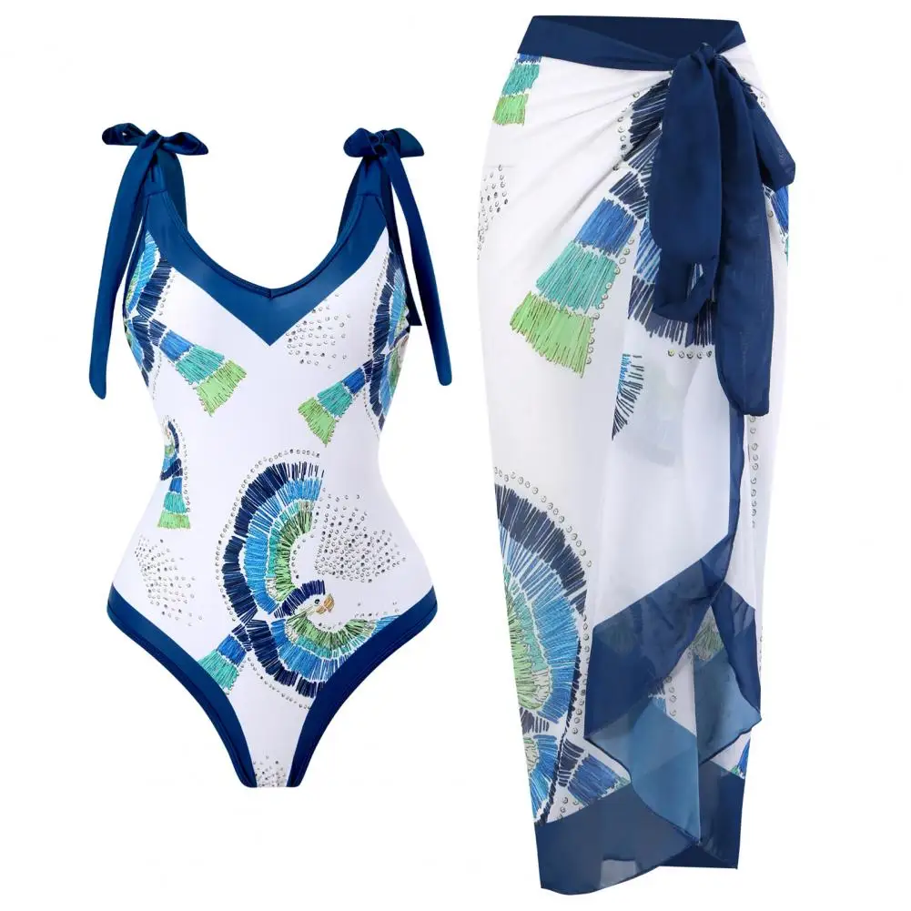 Dames Badmode Set Met Bloemenprint Dames Bikini Set Met Ruches Met Vetersluiting Sexy Strandbadpak Met Voor De Zomer