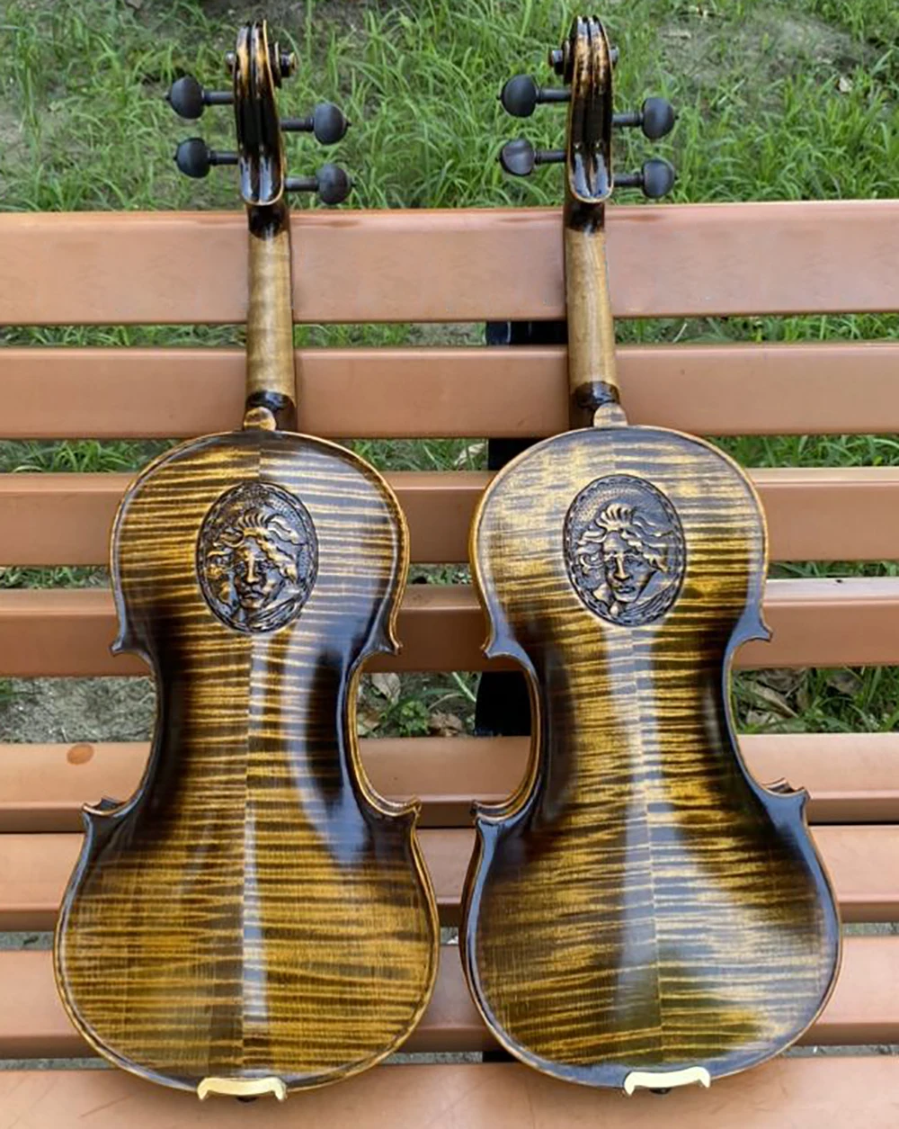 Violino Beethoven esculpido à mão 4/4 Stradivarius 1716 Flame Maple violino Profissional Violino com estojo