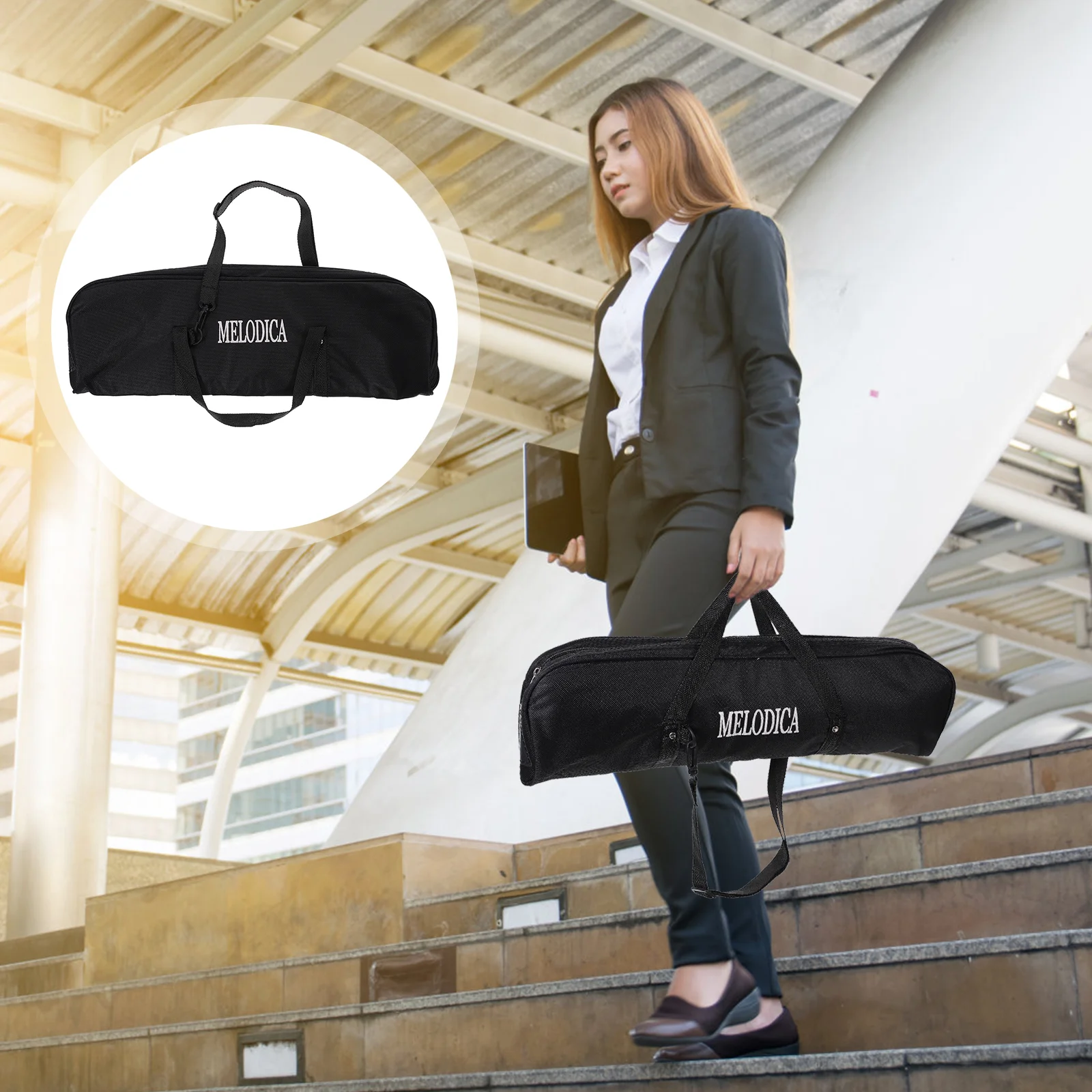 32 -key Harmonica Bag Piano Keyboard Cover Expanding File Accordion Folder with Handle