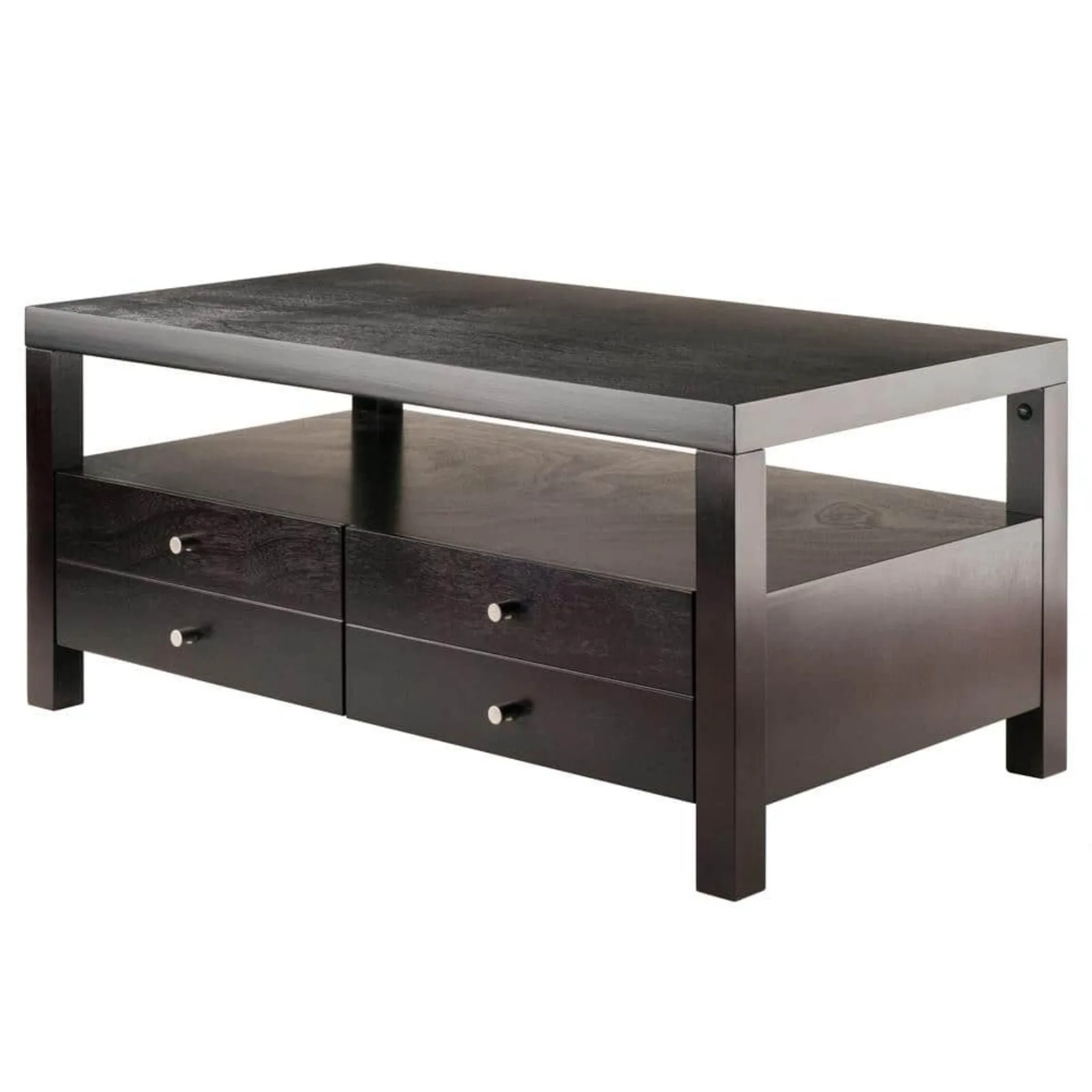 

US 40 in. Espresso Medium Rectangle Wood Coffee Table with Drawers