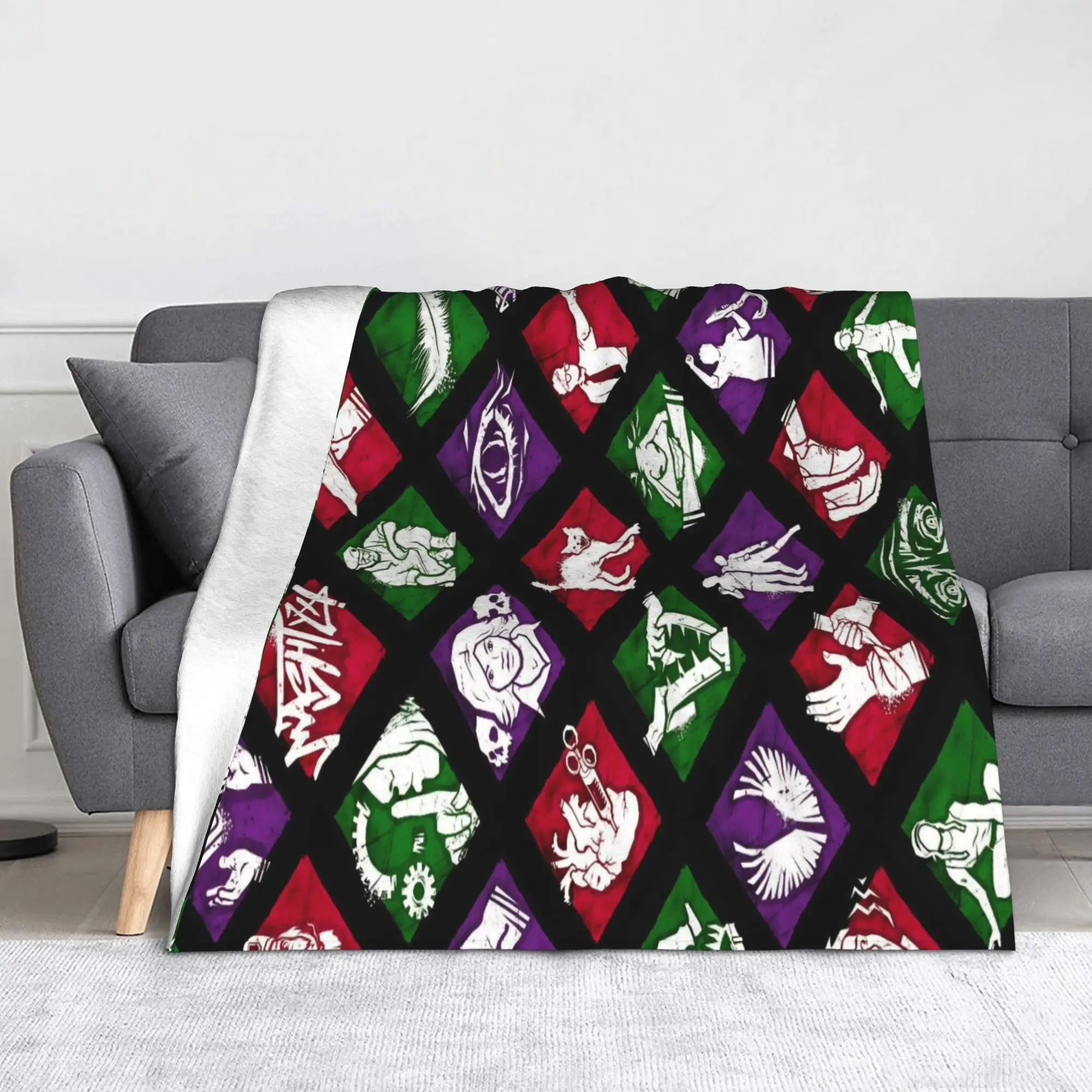 Deads by Daylights Horror Game Knitted Blanket  Flannel Throw Blanket Summer Air Conditioning Decor Ultra-Soft Warm Bedspread