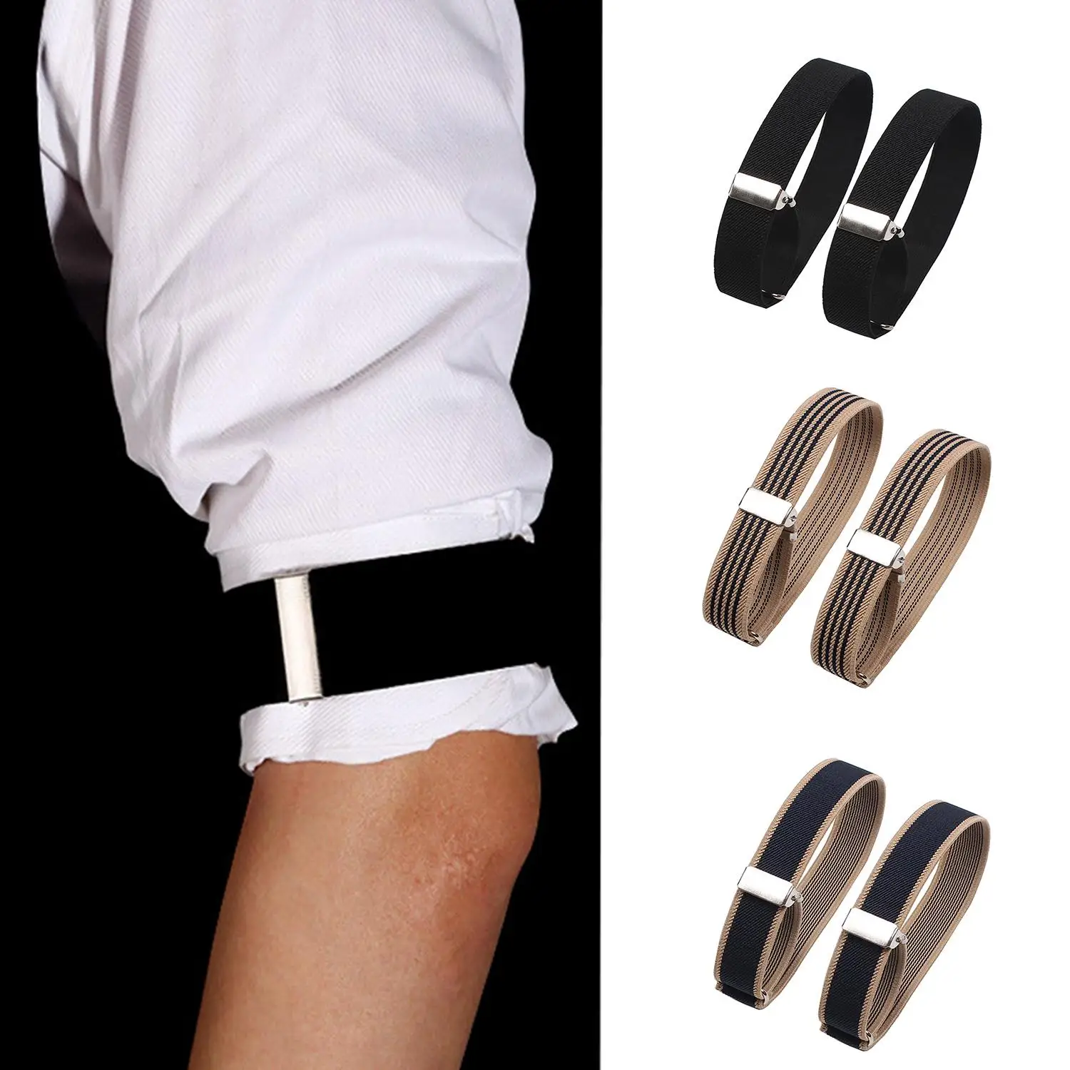 

1 Pair Elastic Adjustable Armband Anti-Slip Shirt Sleeve Holders Arm Band Sleeve Bracelet Anti-Slip Shirt Sleeve Holders Men