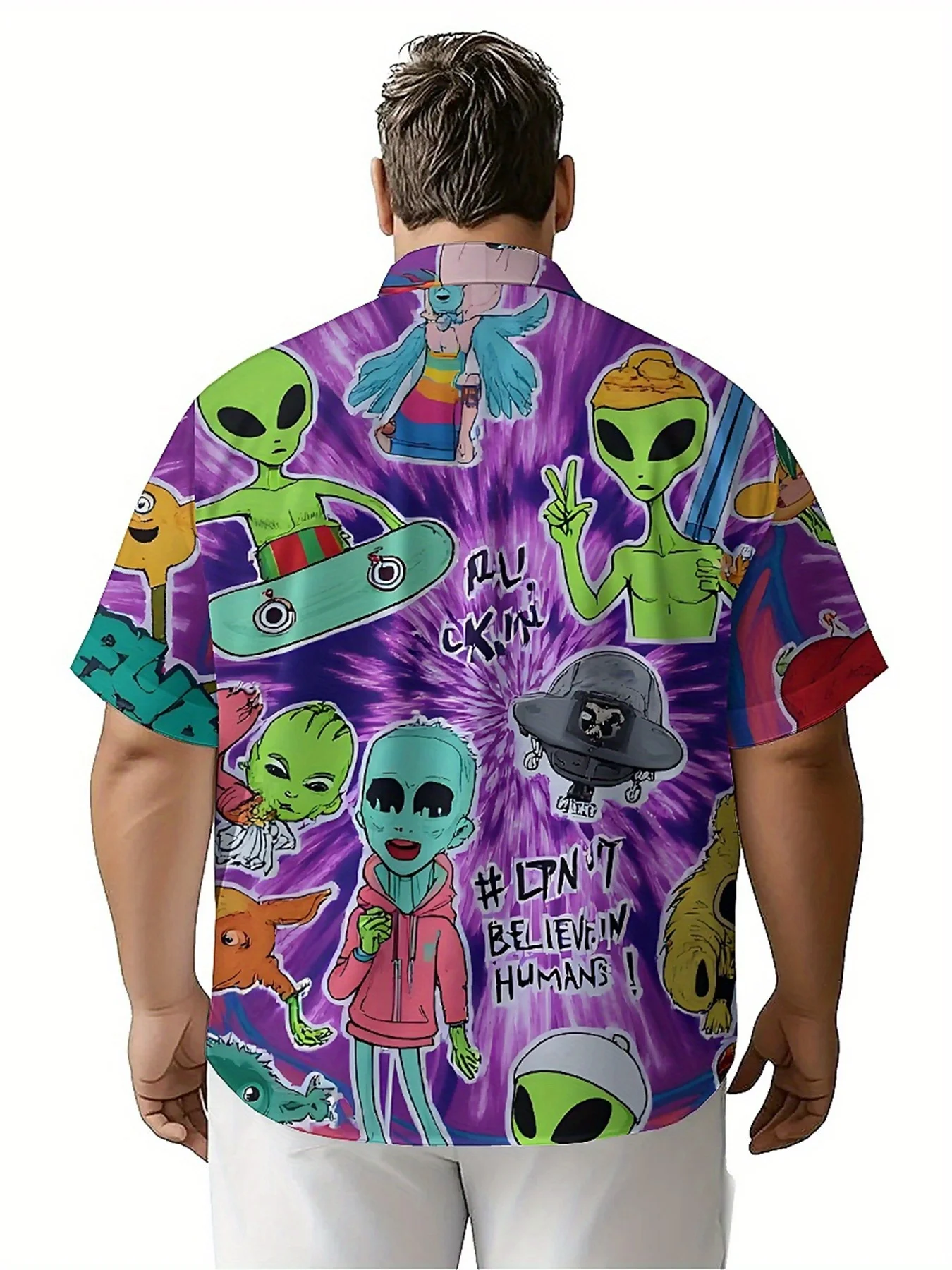 Męskie koszule hawajskie w dużych rozmiarach, wzór kamuflażu kosmitów, wygodne ubrania młodzieżowe premium, topy Y2K