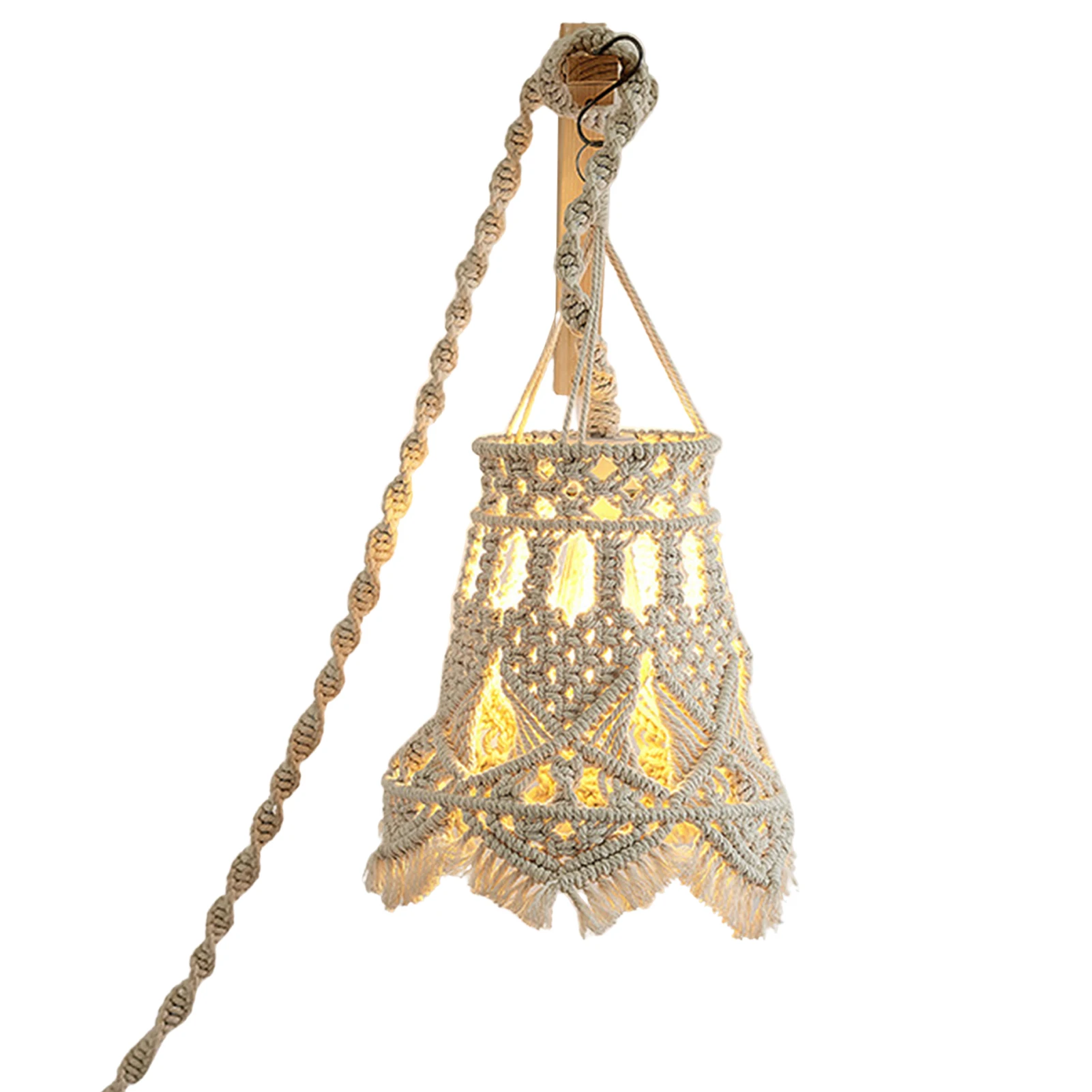 Macrame Lamp Shade Hand Woven Tapestry Lampshade Bohemia Wall Hanging Pendant Light Cover Home Living Room Decoration