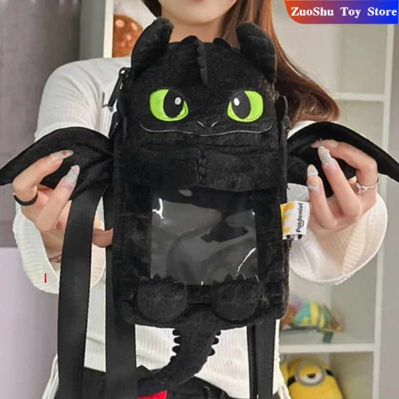 

2025 New How To Train Your Dragon Toothless Plush Messenger Bag Toothless Movie Peripheral Mobile Phone Bag Stuffed Plush Doll