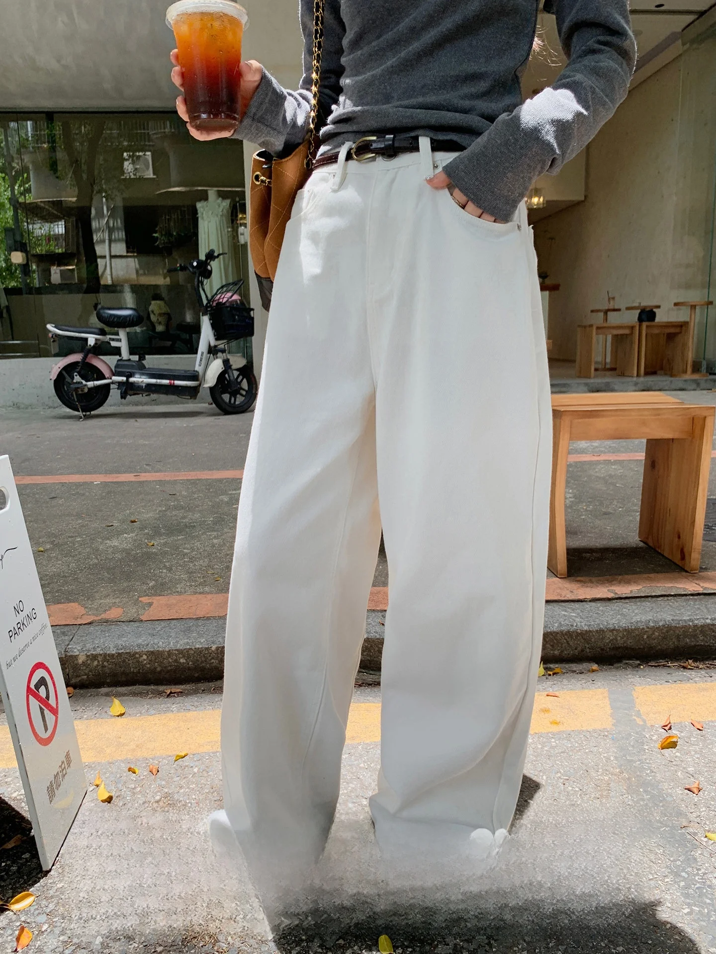 

Casual Wide Leg Pants Women's Loose Fit Jeans High Waist Cargo Cotton Straight Cut Trousers for ort People Cover Hip