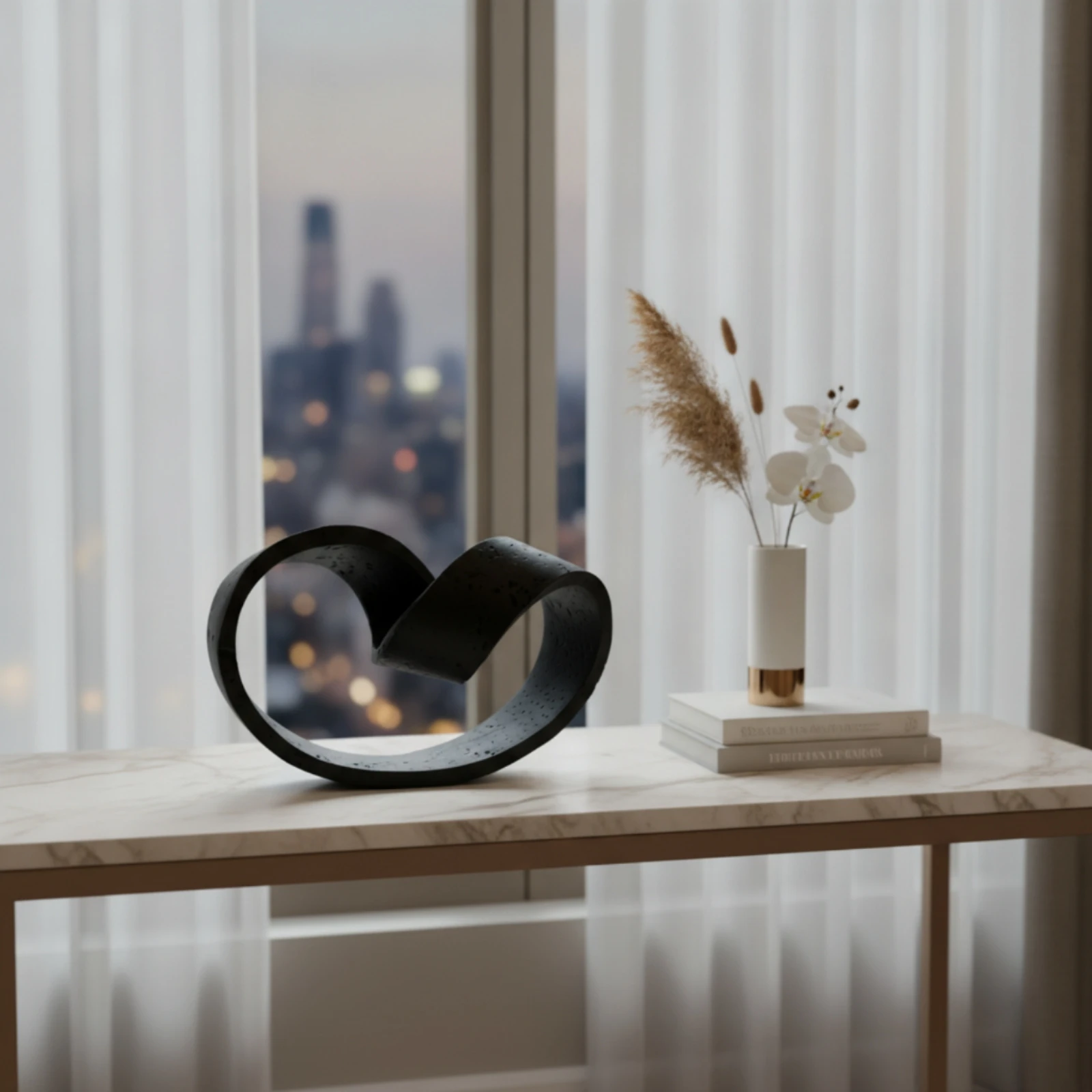 Abstract Sculpture Matte Loop Sculpture Tabletop Ornament Minimalist Statue Modern for Living Room, TV Cabinet