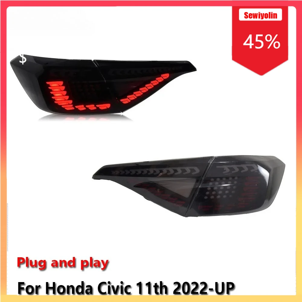 

Car LED Tail Light Automobile Parts For HONDA Civic 11th 2022-UP Auto Fog DRL Brake Turn Signal Lamp Plug and Play