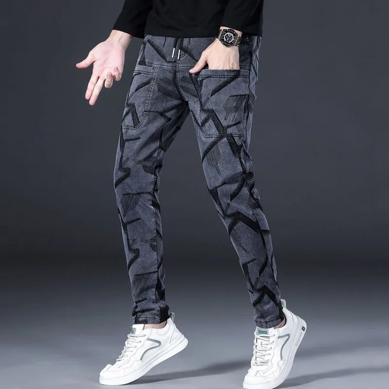 Fashion Men Casual Pants Spring Summer Thin Streetwear Male Elastic Waist Koreon Clothing New Vintage Slim Straight Trousers 4XL