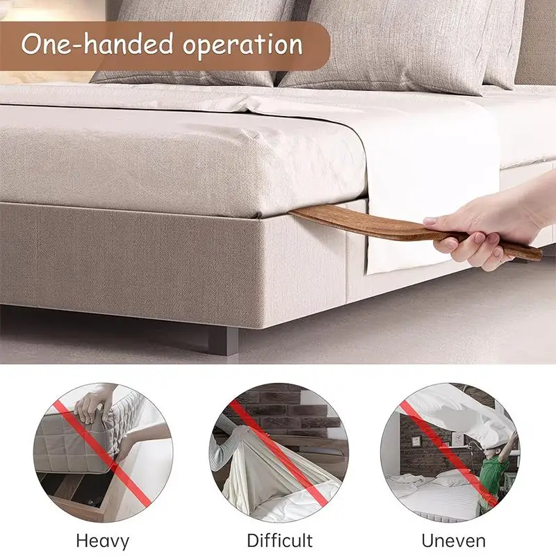 1pcs Wood Mattress Lifter For Changing Bed Sheets And Skirts Bed Skirt Tuck Tool Protect Your Back And Hands Housework Tool