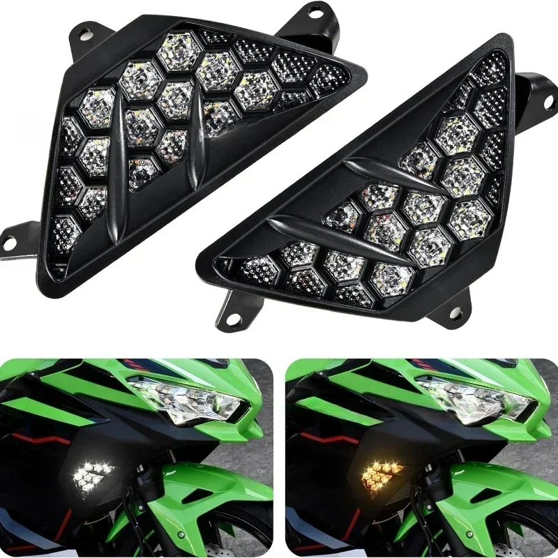 For KAWASAKI NINJA650 NINJA1000SX NINJA 650 ZX-6R ZX636 Z1000SX Motorcycle Front Turn Signals Light Indicators LED Turnlight