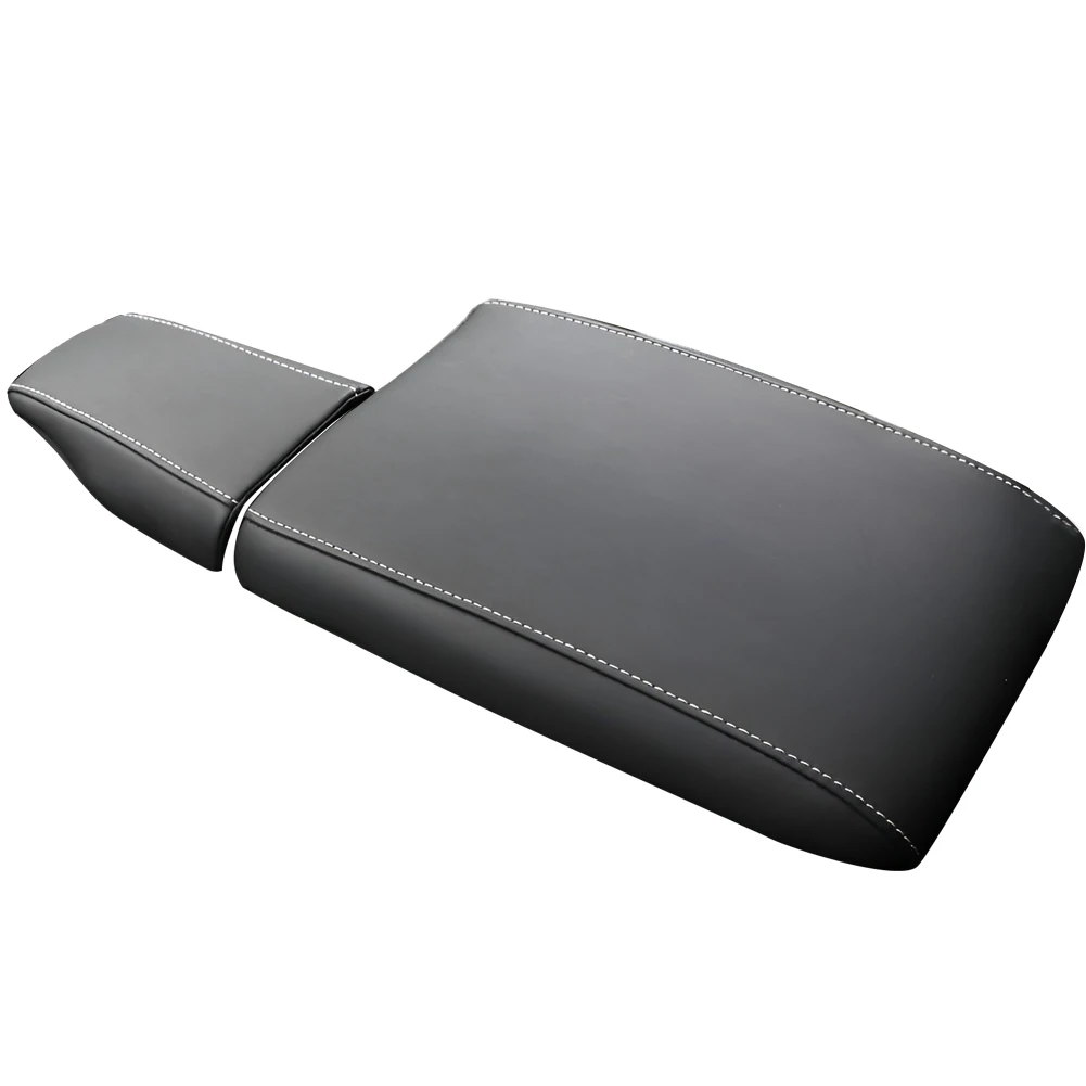 Center Console Armrest Box Cover Trim Black with White Line Microfiber Leather Fit for Lexus RX350 450h 2016 2017 2018 2019-2022