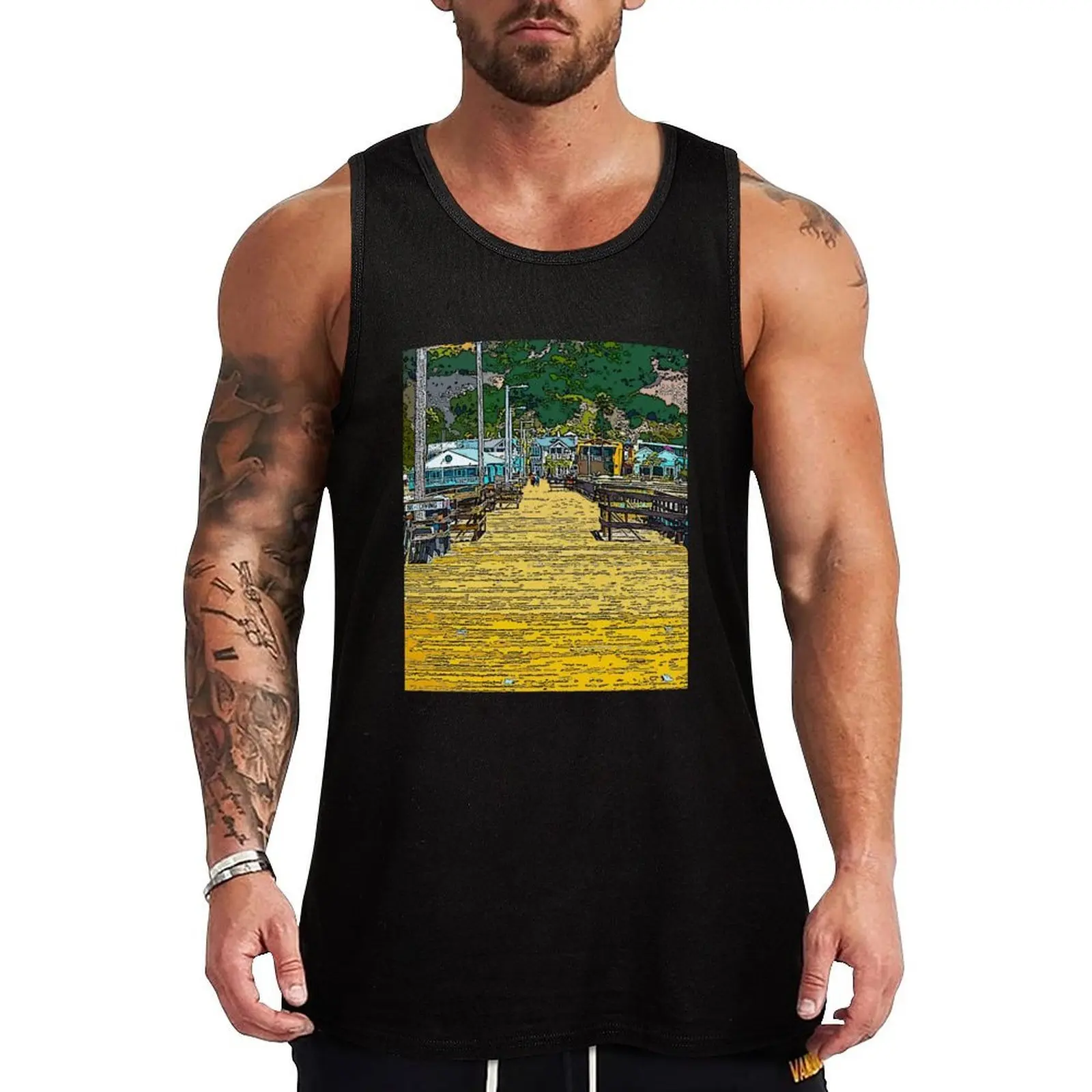 Camiseta sin mangas Avila Beach Boardwalk in California, camiseta sin mangas de corte holgado, informal, para uso diario, sin mangas, para verano