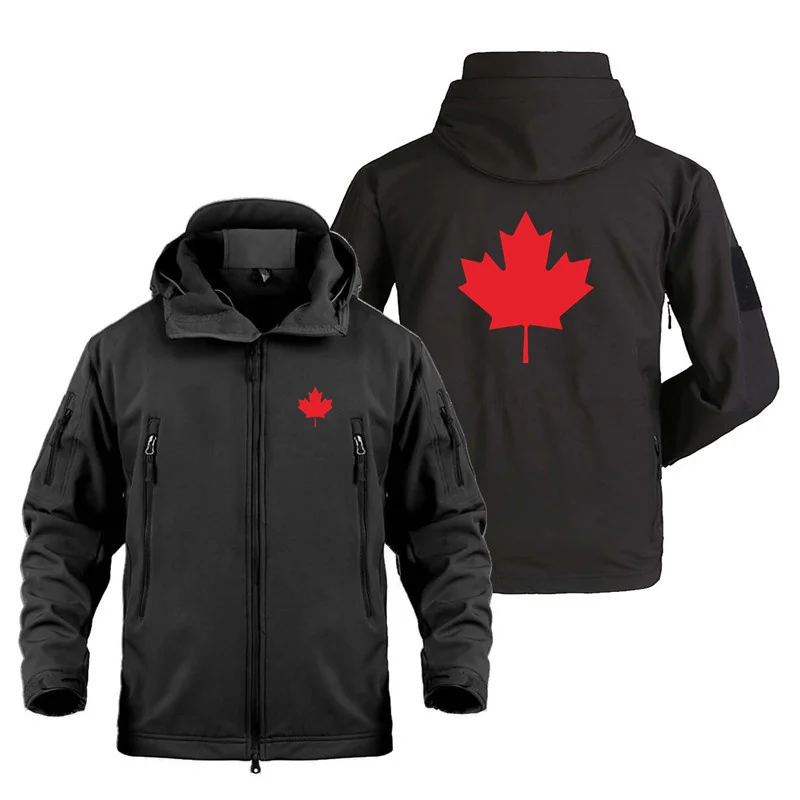 Canada Flag Tactical Shark Skin Man Jackets Coats Outdoor Military Fleece Warm SoftShell Jackets for Men Clothing