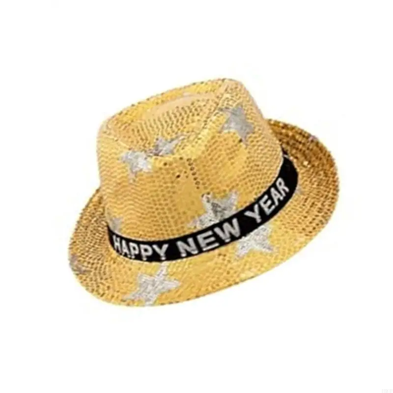 LED Light Up New Year’s Hats Colorful LED Star Sequins Hats Accessory for New Year Party and Event Decors