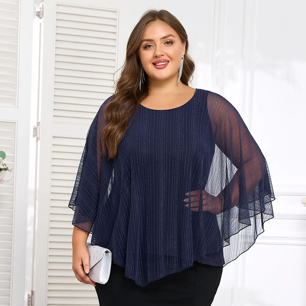 Damskie koszulki Plus Size O-Neck Solid Loose Tops Summer Chiffon Shirts Tee Shirt Duży rozmiar Pullover Top 4XL 5XL 6XL