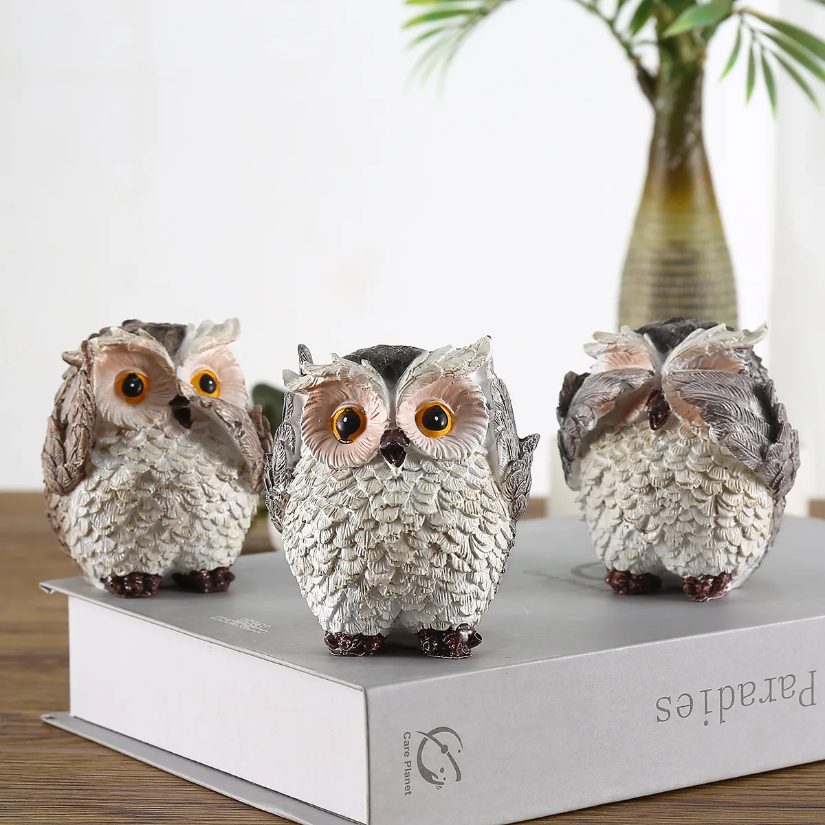 1/3Pcs Desktop Owl Ornaments, Home Decoration, Retro Owl, Don’T Listen, Don’T Say, Don’T See, Three-Piece Ornaments, Living Room, Entrance, Study,