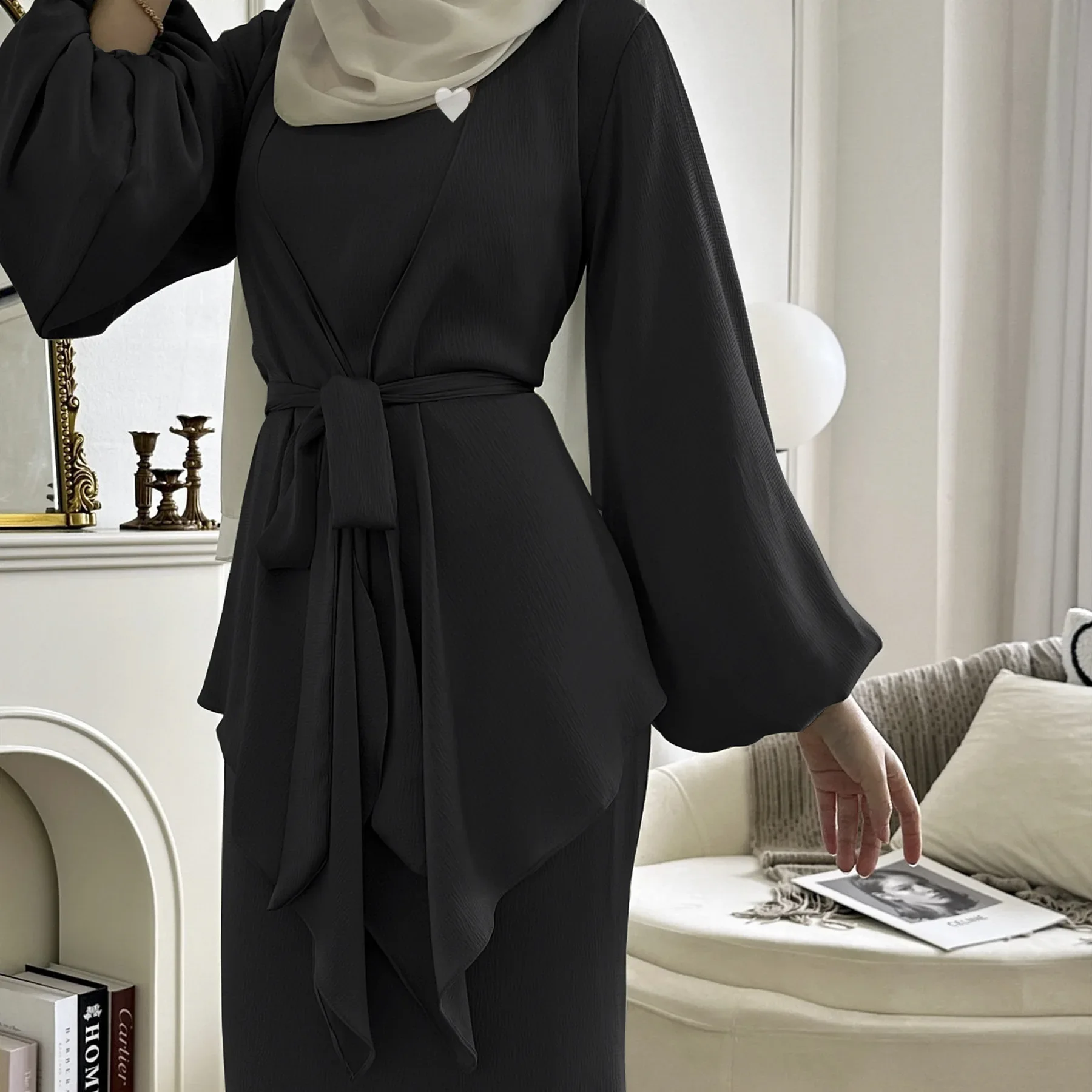 2 Piece Sets Women Outfit Satin Muslim Top and Dress Set Woman Shirt Blouses Kimono Luxury Islamic Clothing Matching Suit Turkey