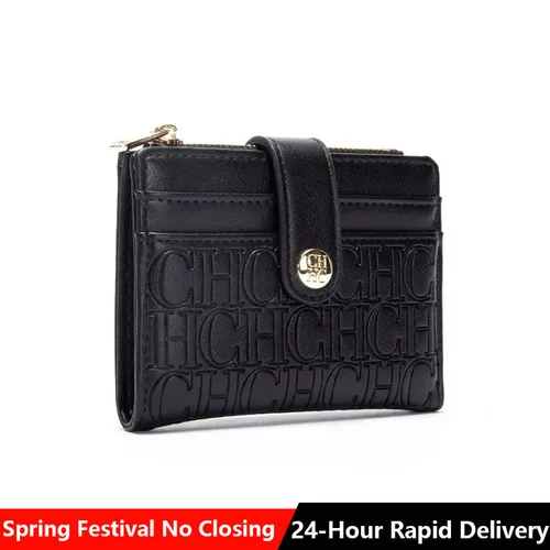 Tarjetero de diseño cuadrado Retro clásico de marca de lujo, botón de moda, Clip plegable clásico para dinero, compacto, ligero, de lujo para mujer