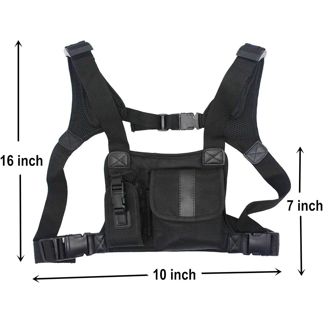 Universal Radio Harness Peito Rig Bag, Coldre Ombro Colete, Pacote de bolso, Rádio em dois sentidos, Polícia Contato Dispositivo Acessórios
