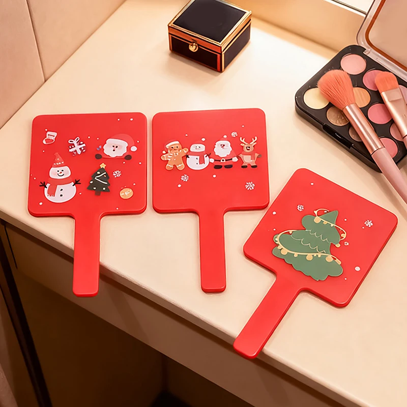 Cute Glass Cartoon Christmas Santa Claus Little Rabbit Mirror Easy To Carry Pocket Makeup Mirror Portable Mini Makeup Mirror