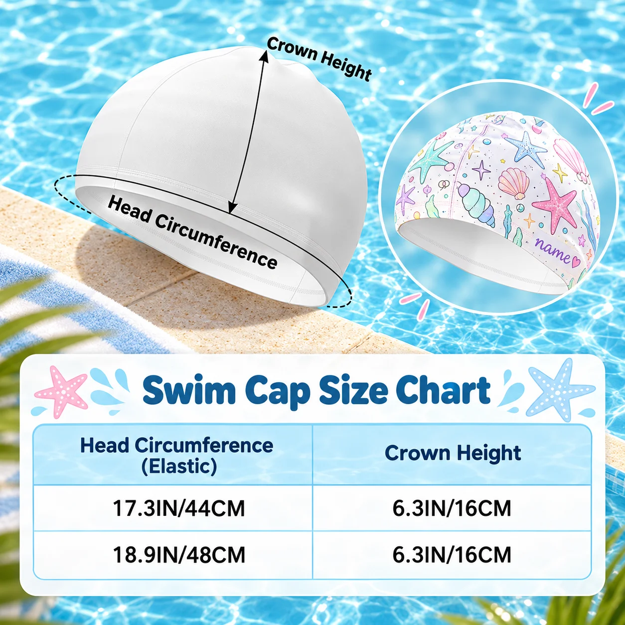 Custom Swim Cap Personalized Swimming Cap Polyester Spandex Lycra Fabric for Swimming Pool Beach Training Surfing Water Sports