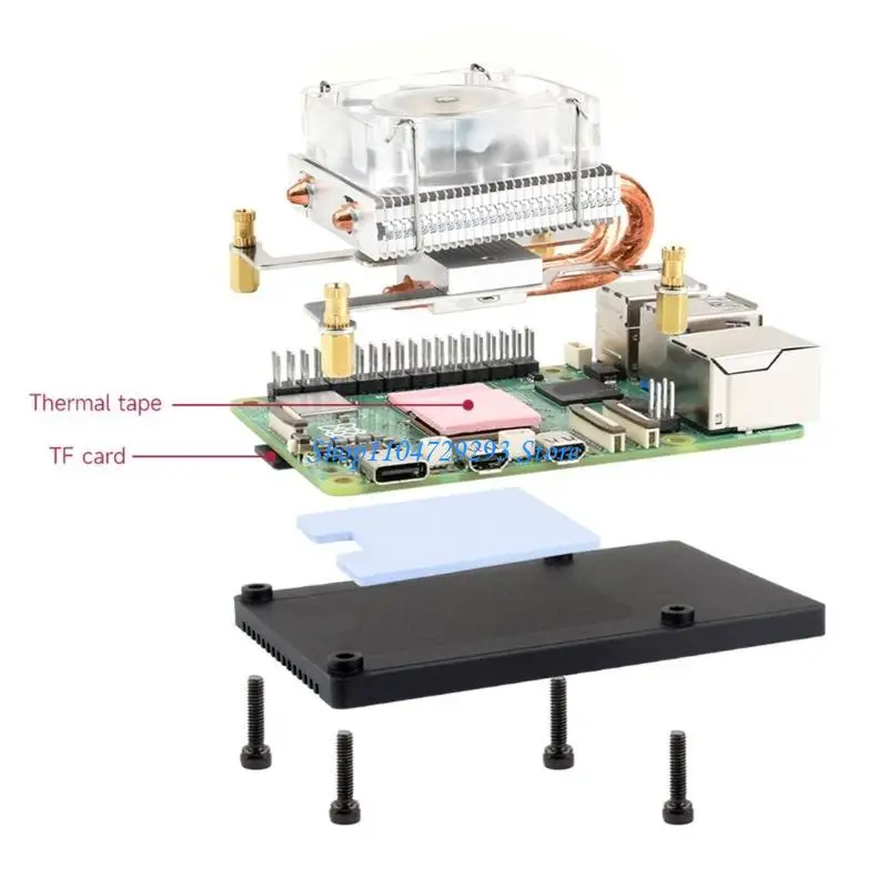 Y2GD CPU Cooling Fan for Pi 5 Advanced Heat Sink, Colorful Effects