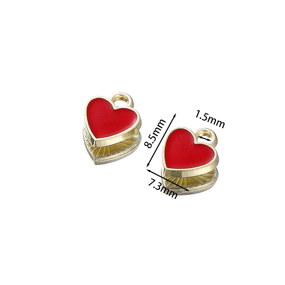 50Pcs/Lot Love Shape Alloy Drop Oil Pendant Enamel Heart Charm Pendants for DIY Necklace Bracelet Jewelry Making Accessories