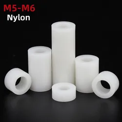 M5 M6 ABS Nylon Insulation Column Pad Straight Column Nylon Sleeve ABS Cylindrical Round Hole Pillar PCB Spacer