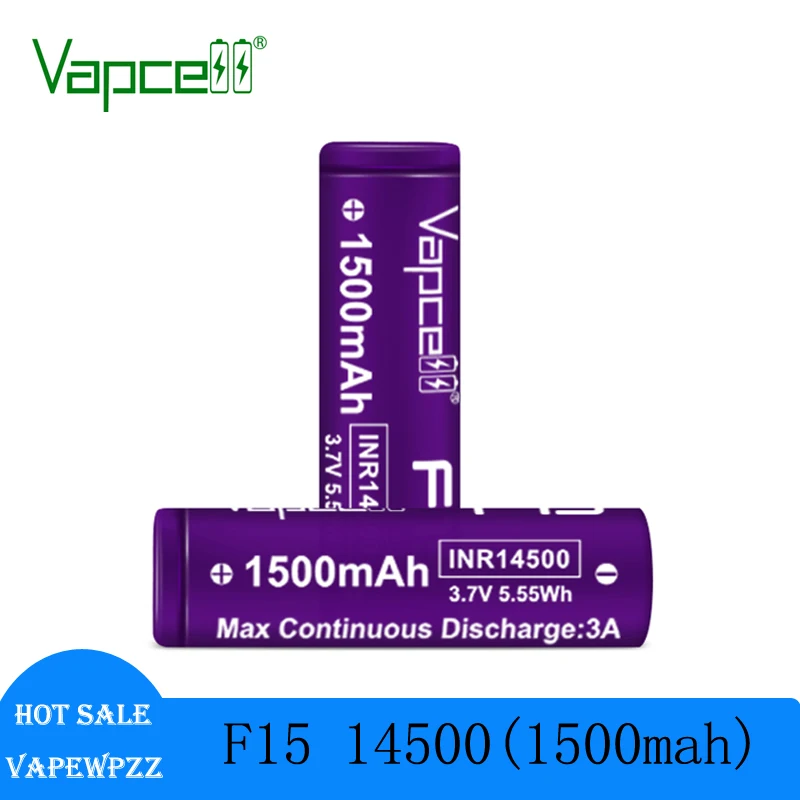 Original Vapcell F15 INR 14500 Battery 1500mAh Capacity 3A 3.7V Lithium ion Rechargable Batteries AA Flashlight camera Battery