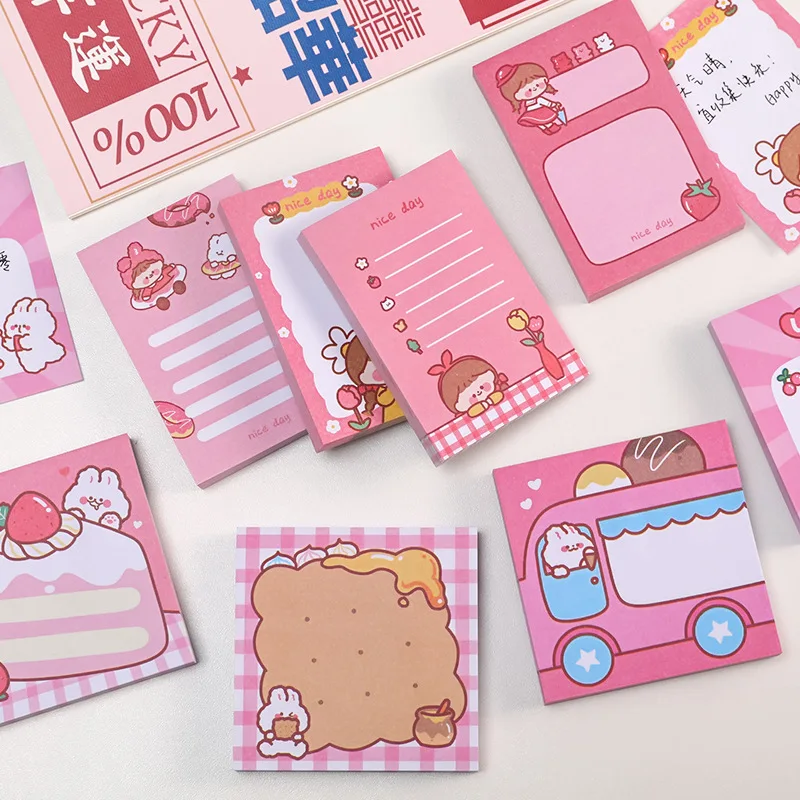 Korean Ins Cute Rabbit Sticky Notes Student Message Cartoon Learning Stationery N Times Paste Office Planner Memo Pads Tearable