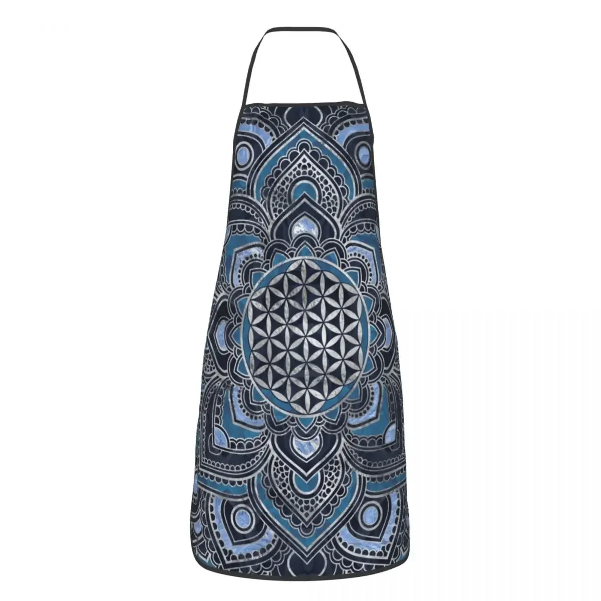 Flower Of Life In Lotus Mandala Aprons Men Women Zen Yoga Meditation Unisex Kitchen Chef Bib Tablier Cuisine Cooking Baking