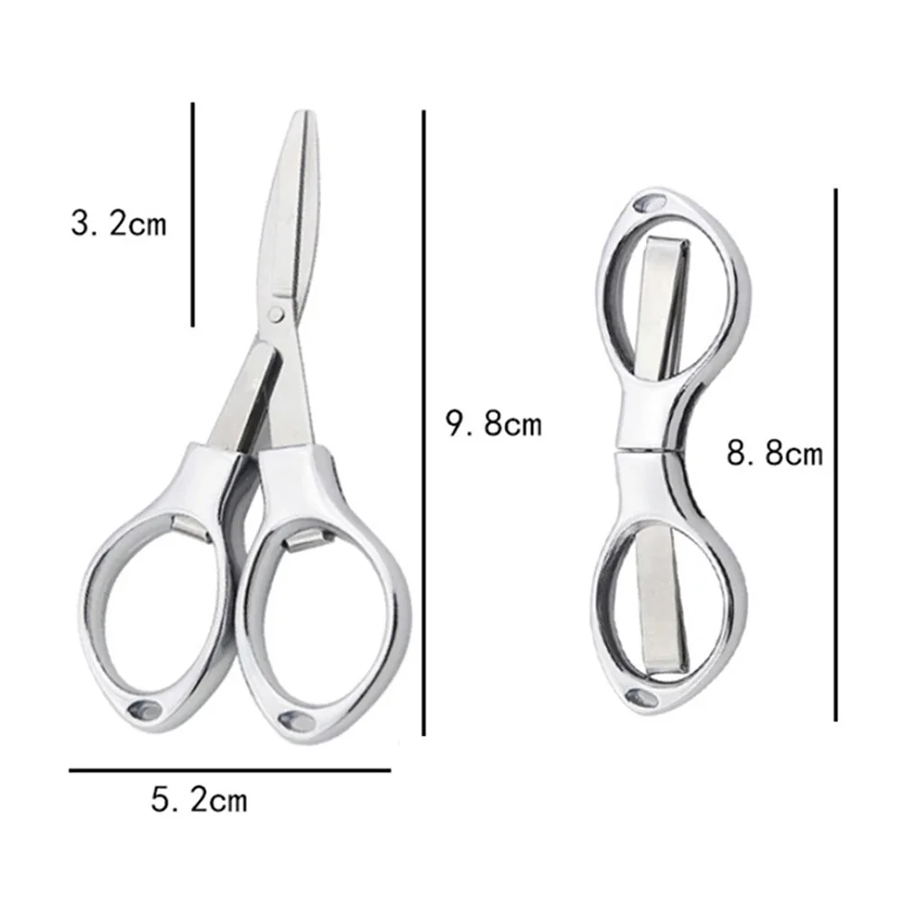 Stainless Steel Anti-Rust Portable Folding Scissors Glasses Shaped Mini Shear Fishing Scissor for Home and Travel Camping Use