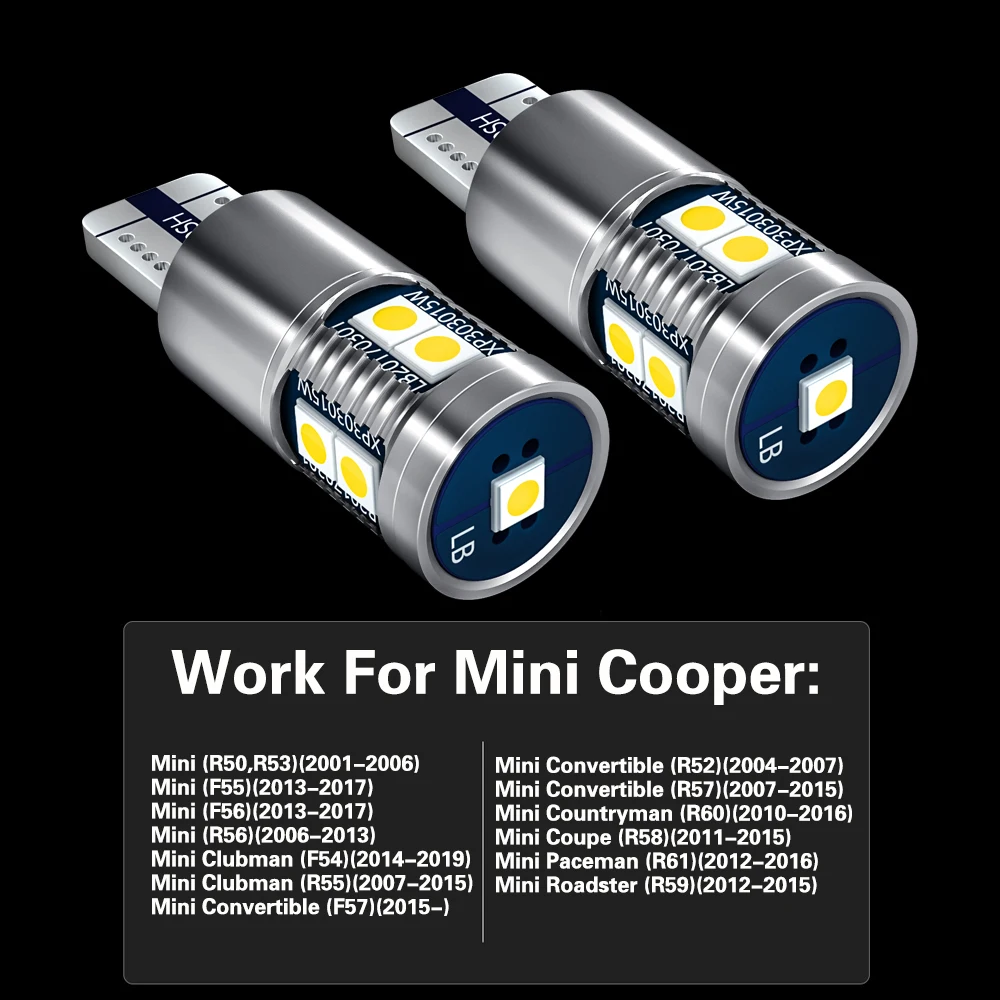 2x LED Clearance Light Parking Bulb Lamp W5W T10 Canbus For Mini Cooper R50 R53 F55 F56 R56 F54 R55  F57 R52 R57 R60 R58 R61 R59