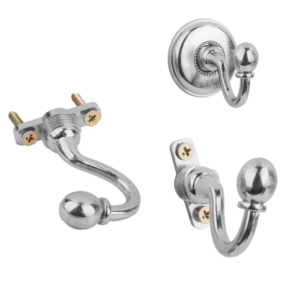 

2Pcs Alloy Round Head Hooks Vintage Silver Pommel Curtain Holdbacks Tieback Wall Door Mount Hanger for Hat Coat Decor
