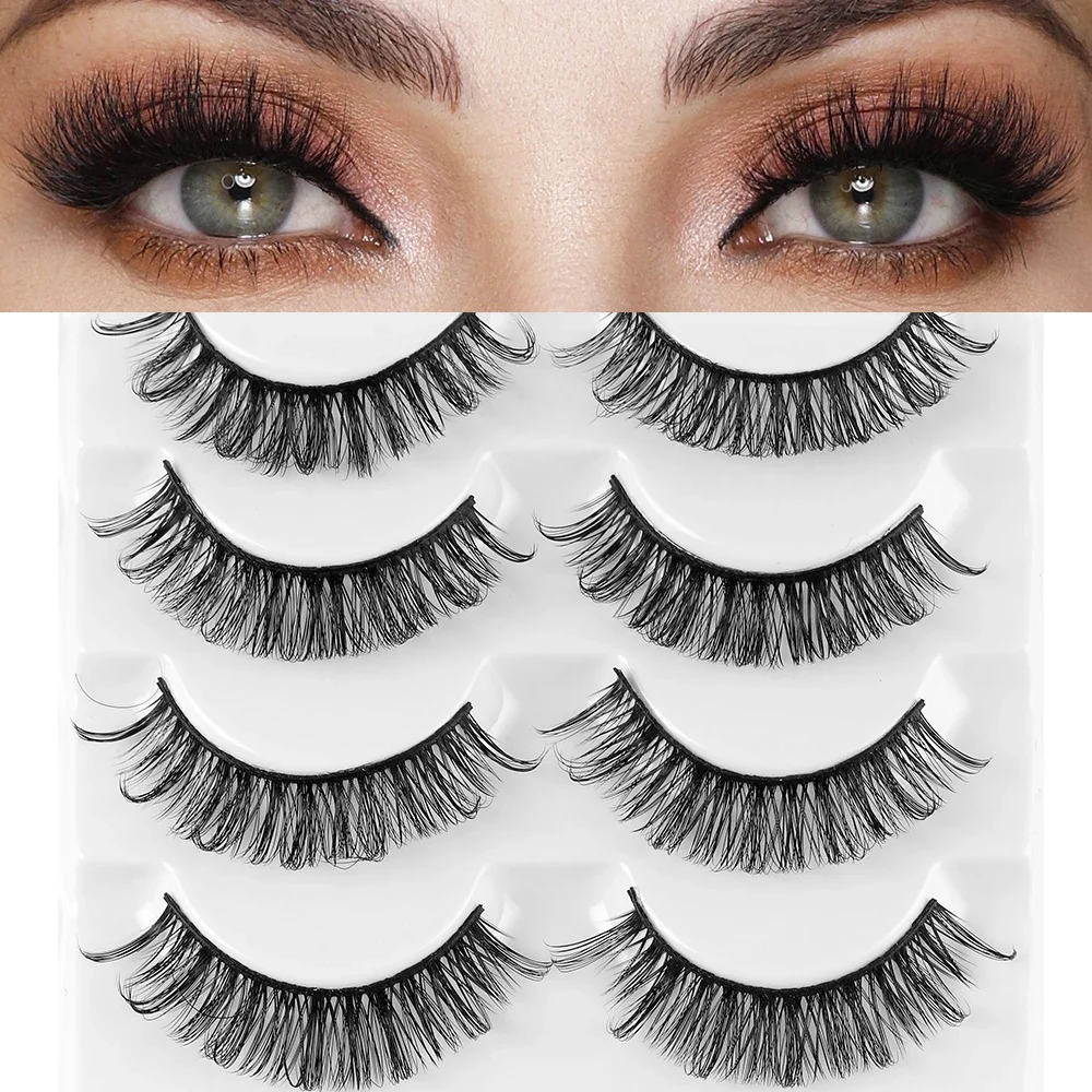 Russian Strip Lashes 4 paia 3D ciglia finte ciglia di visone soffici ciglia russe D Curl ciglia finte trucco ciglia