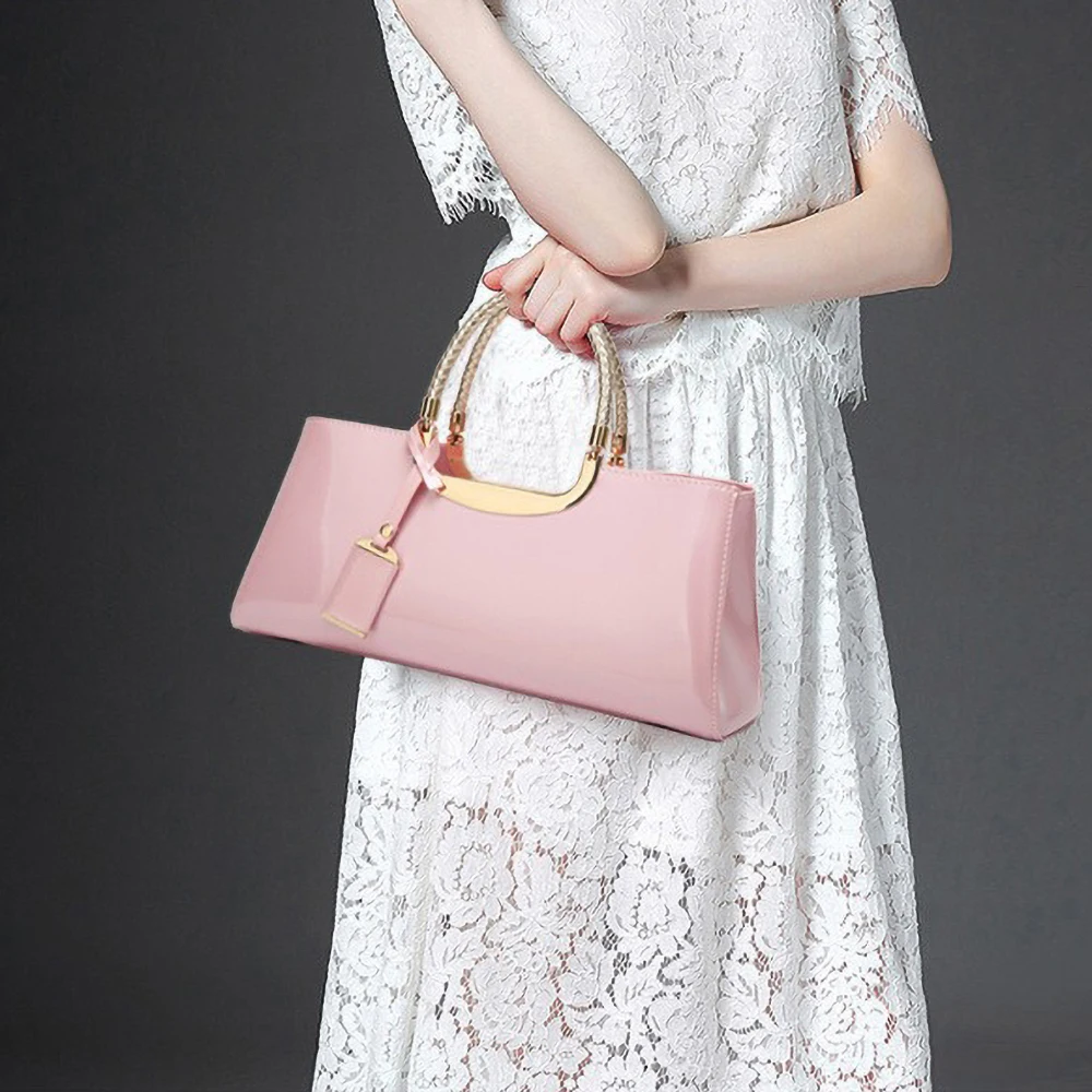 

Luxury Glossy Patent Leather Handbag for Women Elegant Evening Clutch Purse Bridal Wedding Bag High Quality
