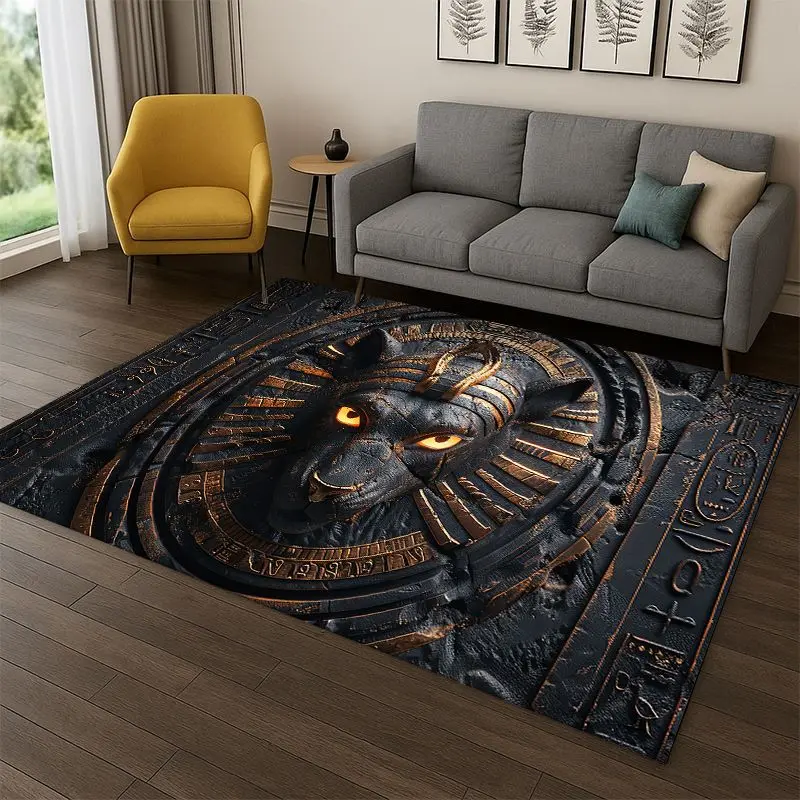 Egyptian Mythological mural pictograph Carpet Rug for Bedroom Living Room Sofa Playroom Doormat Home Decor,Kid Area Rug Non-slip