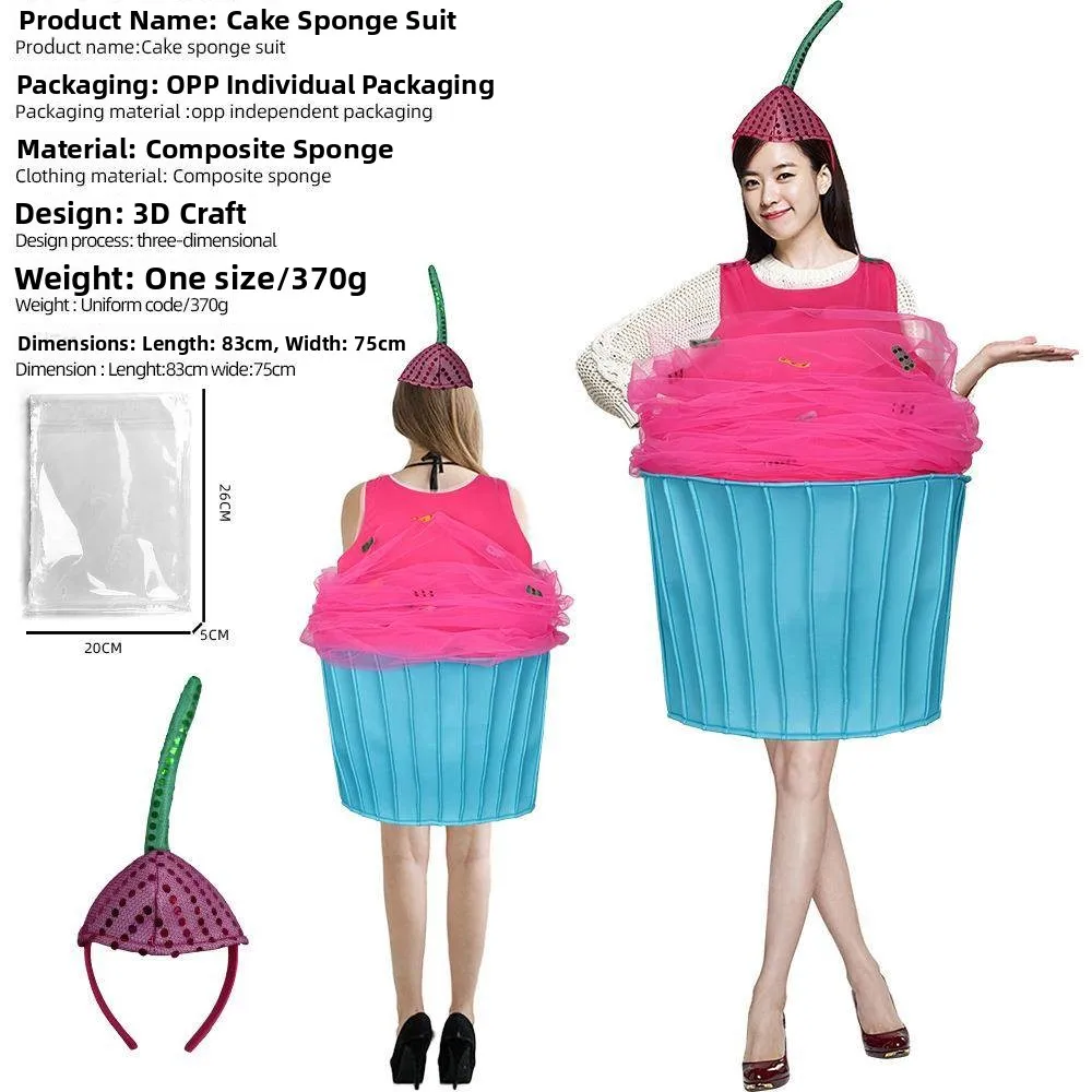 

Cross-Border Ice Cr Cup Cake Cosplay Masquerade Children's Funny loween Role-Plang Costume Stage Performance Outfit