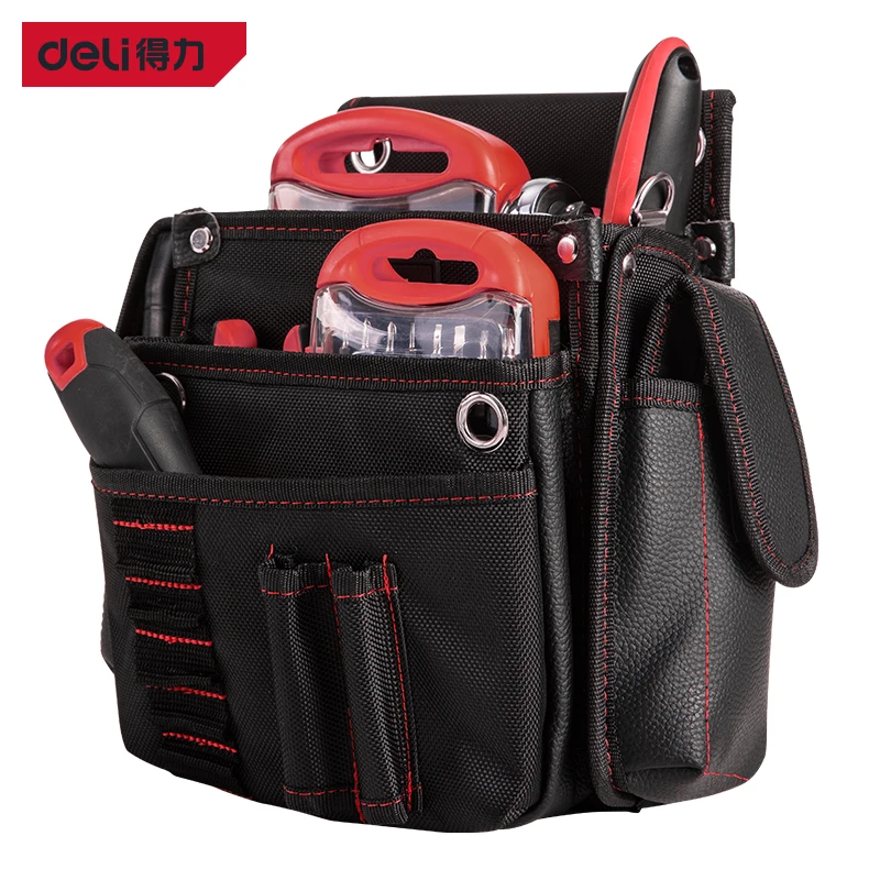 Deli Oxford Cloth Tool Storage Belt Multi Pockets Design Screwdriver Utility Holder Tool Bag Multifunction Electrician Tool Bag