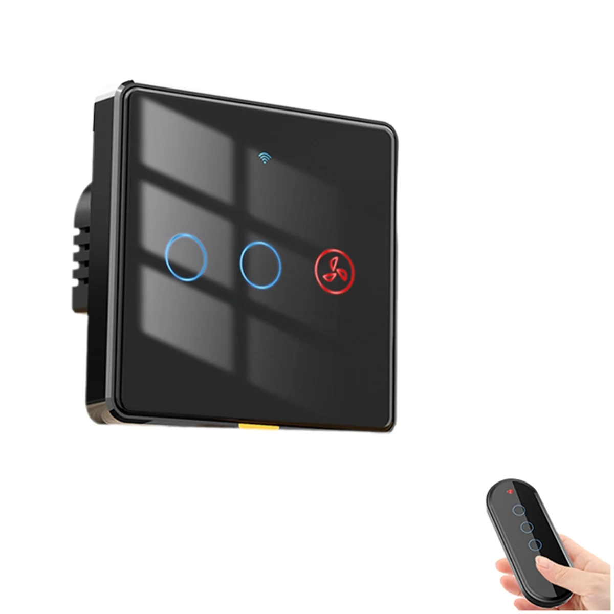 

A79G Smart Switch Вентилятор Свет 2-полосный RF433 Пульт дистанционного управления Настенный сенсорный переключатель Tuya Smart APP Голосовое время Черный