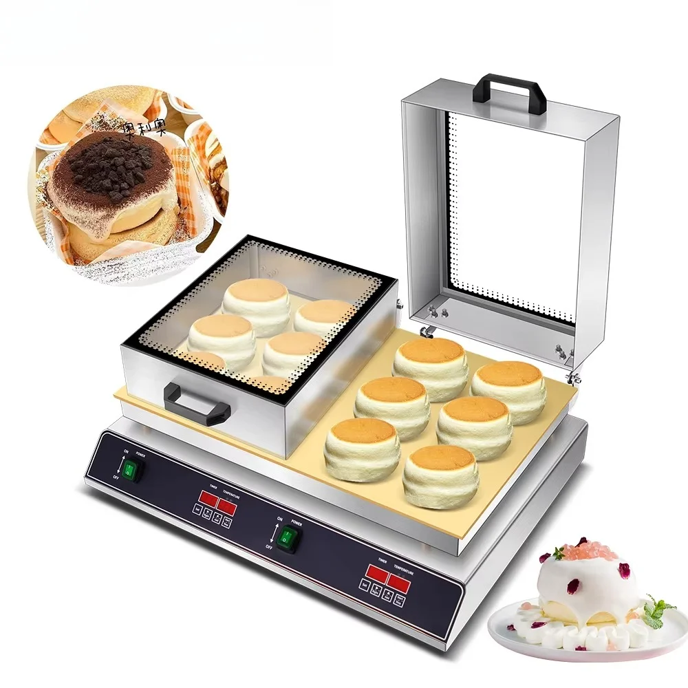 

Delbosen 0.6mm Stainless Steel Digital Display Double Viewable Cover Commercial and Household Electric Souffle Pancake Maker