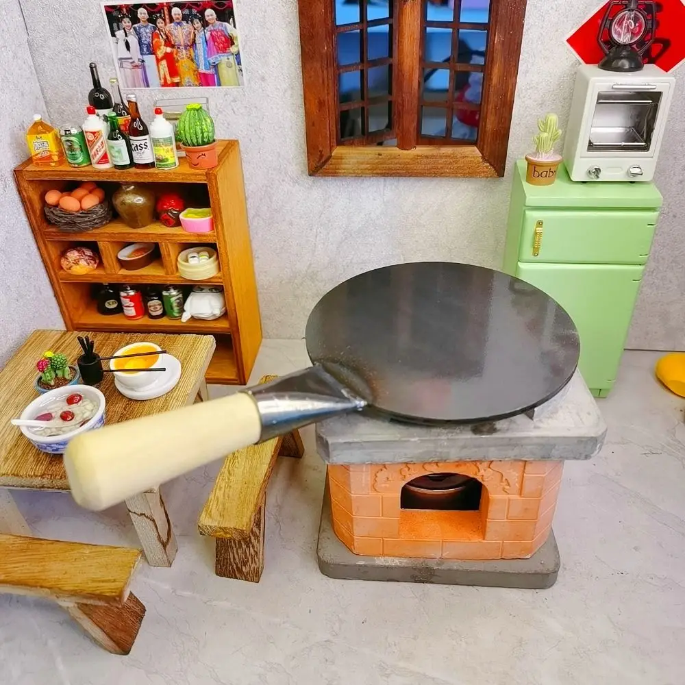 Simulation complète Mini ensemble de jeu de cuisine table de cuisson accessoires décoratifs vrais jouets de cuisine maison de poupée meubles poignée couvercle de casserole
